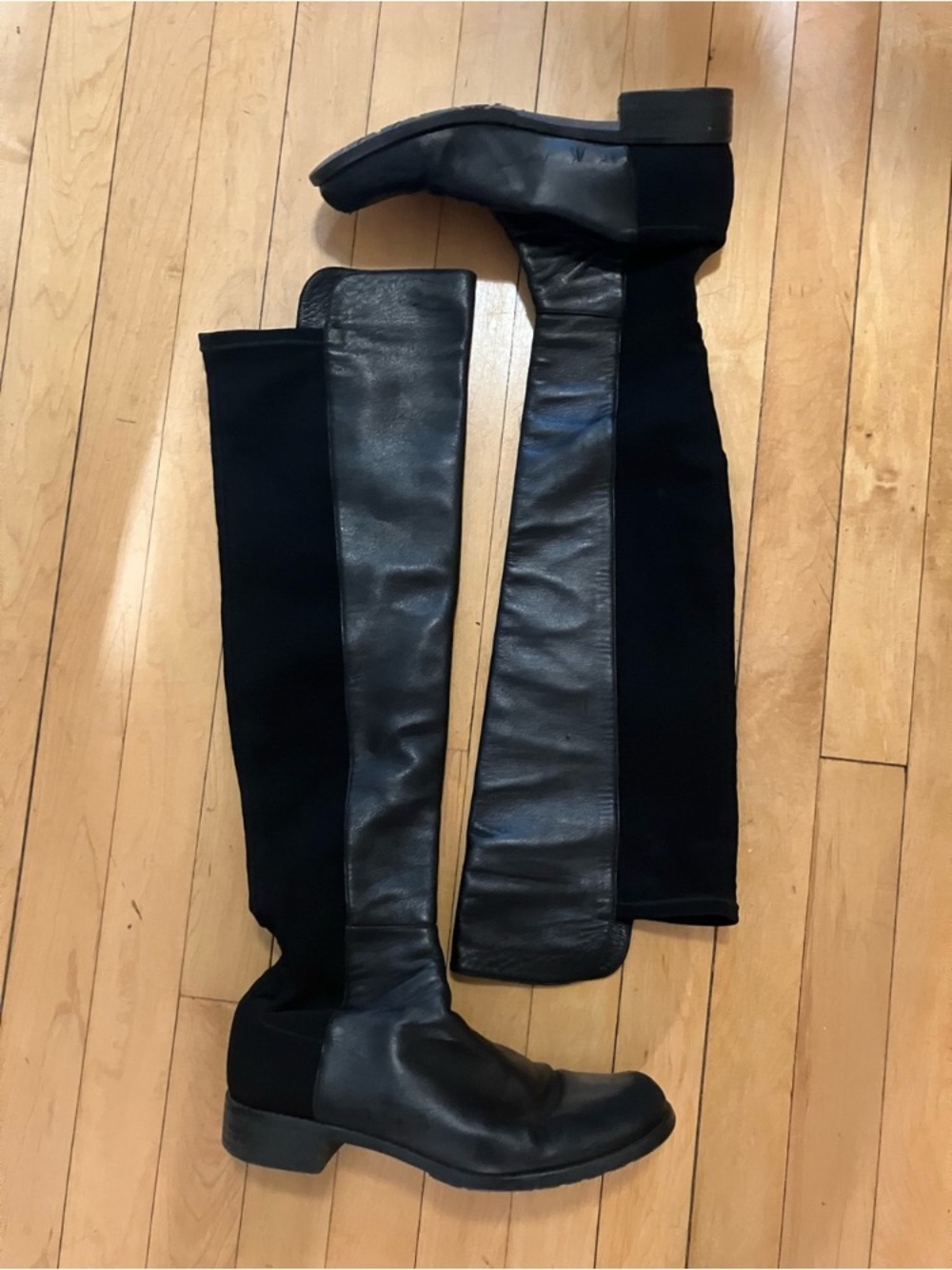 Stuart Weitzman 5050 Suede and Leather Over the Knee Black Riding Boots Size 10